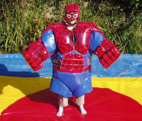 Superman die Sumo-het Worstelen de Kostuums Aangepaste Interactieve Spelen van Kleurenvolwassenen gestalte geven