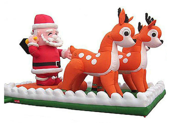 Opblaasbare de Vakantiedecoratie van de Kerstman met Gestikte Rendieren Dubbele Lijn