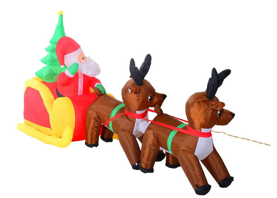 Opblaasbare de Vakantiedecoratie van de Kerstman met Gestikte Rendieren Dubbele Lijn