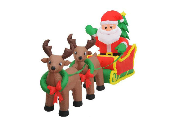 Opblaasbare de Vakantiedecoratie van de Kerstman met Gestikte Rendieren Dubbele Lijn