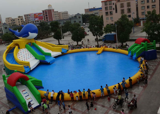 Openluchtoem van het het Waterpark van pvc Opblaasbare die met de Dia van het Poolwater wordt aangepast