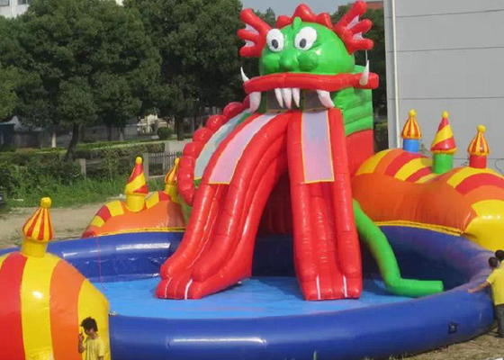 Plato-Opblaasbaar het Waterpark van pvc met het Dubbele de Naald van de Pooldia Veilige Stikken