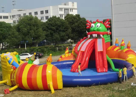 Plato-Opblaasbaar het Waterpark van pvc met het Dubbele de Naald van de Pooldia Veilige Stikken